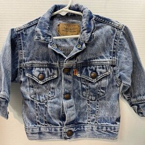 Vtg Little Levis Size 24 MonthsDenim Jean Jacket Baby Orange Tab USA